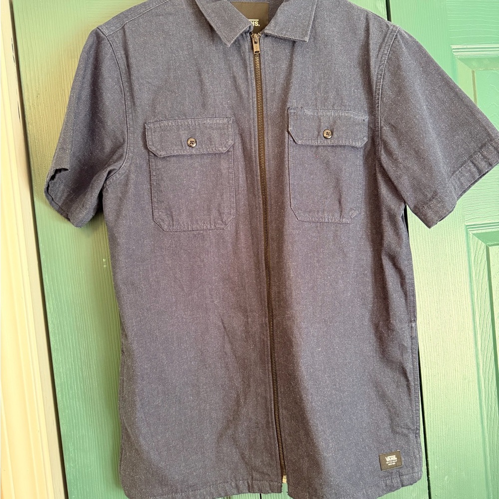Vans Dark Blue Denim Zipper Casual Shirt